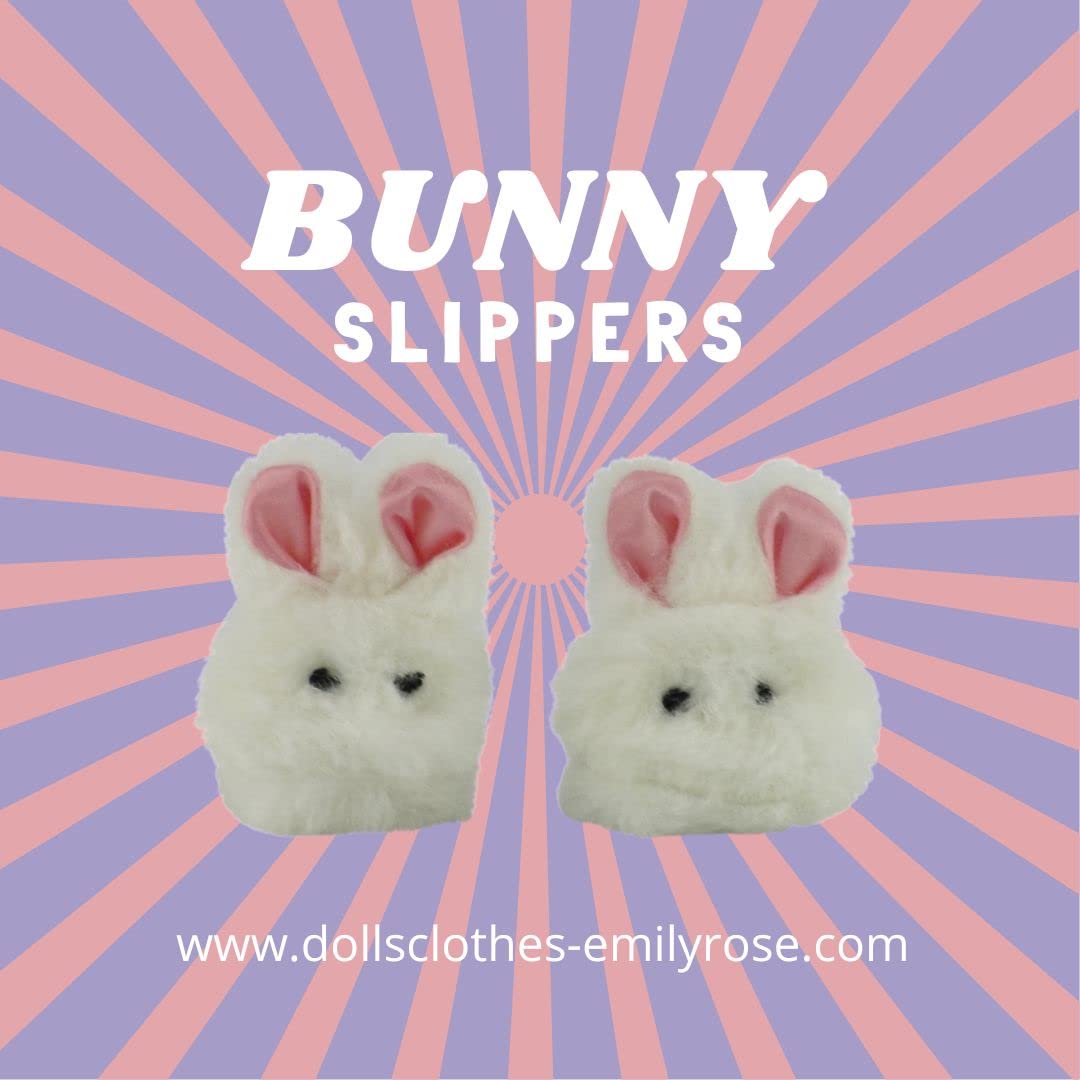 Emily Rose 18 Inch Doll Clothes Fluffy Bunny Slippers Accessory | Compatible with 18" American Girl and Similar Dolls | USA Business | Double
