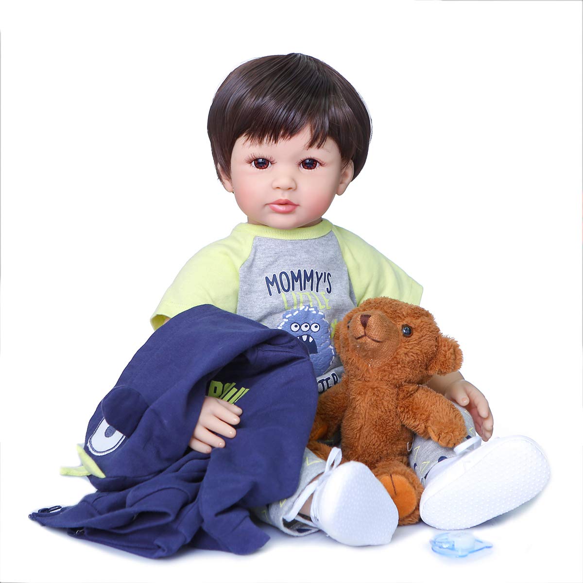 iCradle Angelbaby 24 inch Reborn Toddler Boy Dolls Soft Silicone Reborn Baby Dolls Look Real (Blue/Green)