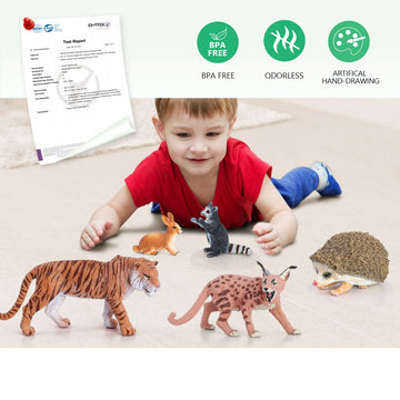 Volnau Safari Animal Figurines Toys 9PCS Eurasia Figures for Toddlers Kids Christmas Decoration Gift Preschool Educational Tiger Panda Jungle Forest