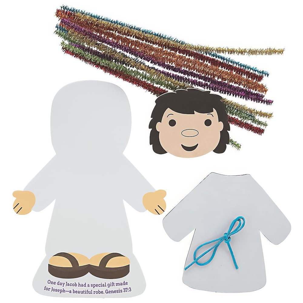 Fun Express Joseph’s Coat Chenille Stem Craft Kit - Craft Kits - VBS Vacation Bible School Supplies/Decor - 12 Pieces