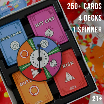 CONTROLLED CHAOS - The Ultimate Adult Party Card Game | 4 Decks in 1 with 250+ Roasts and Challenges That Will Get You Drinking | Great for Game