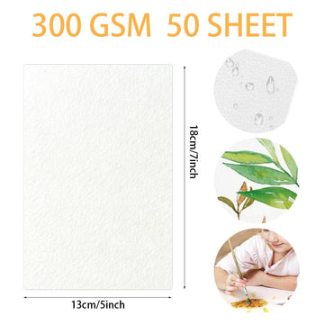 50 Sheets Watercolor Paper Bulk 5 x 7 Inch Cold Press Thick Water Colour Paper Cotton White Art Paper for Kids Students Artists Drawing Paint