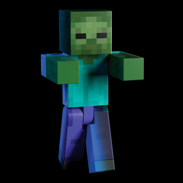 Mattel Minecraft Diamond Level Zombie Action Figure with 4 Accessories, 5.5-in Collector Scale & Pixelated Design