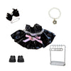 Doll Clothes Set ,Sparkling Black & Pink Princess Dress Set for 17cm Dolls - 5 Piece Outfit with Glitter Sleeveless Gown, Bow Headband, Pearl
