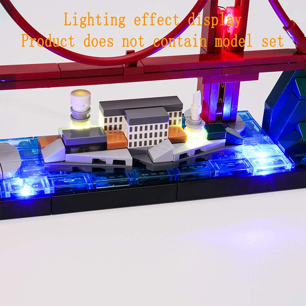 GEAMENT Upgraded Version USB Light Kit for Architecture Skyline Collection San Francisco Golden Gate Bridge - Compatible with LEGO 21043 Bricks Model