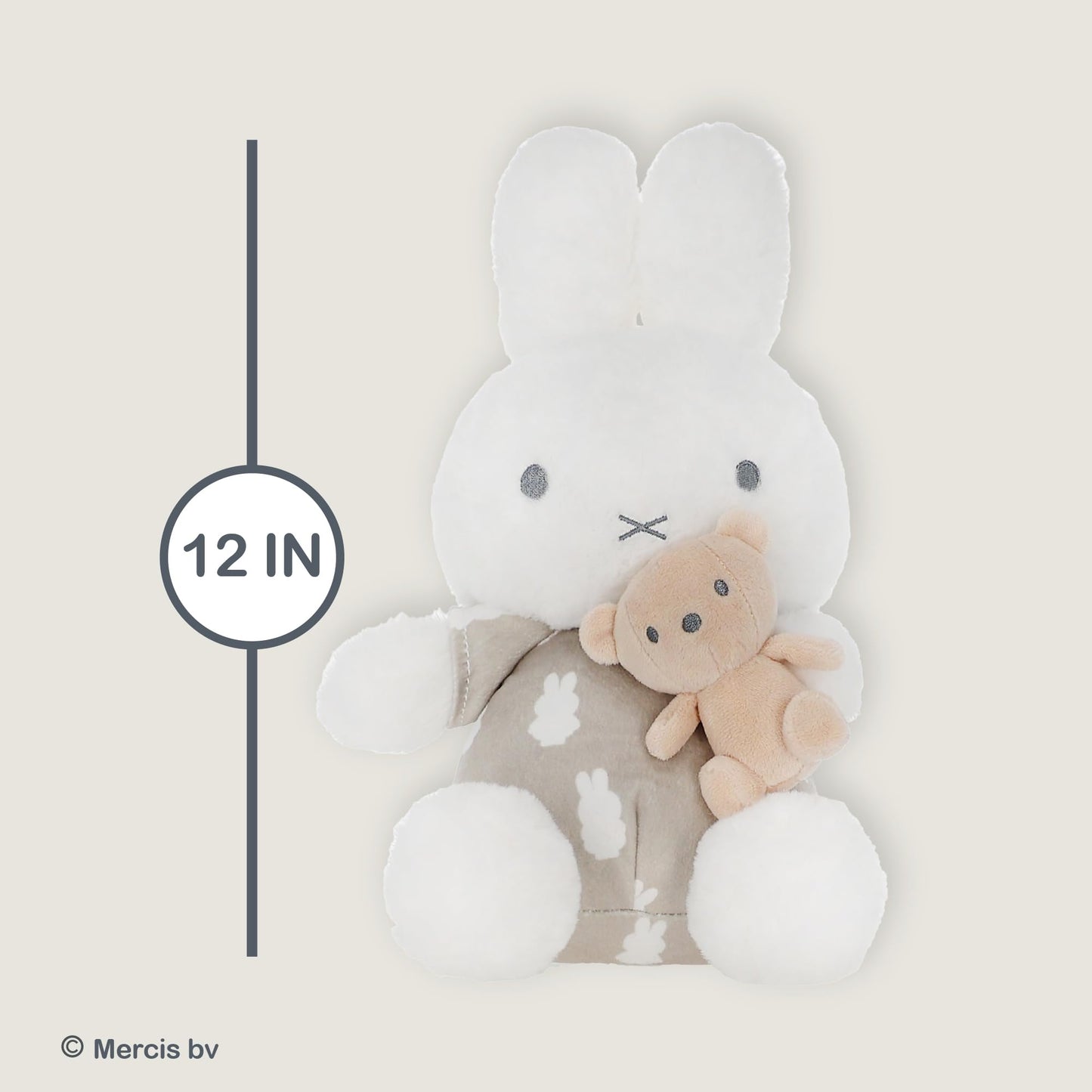 Kids Preferred Miffy Baby Keywind Musical - Super Soft Plush Toy, Plays Rockabye Baby, Swaying Head, Neutral Colors, Ages 0 Months and Up, 12 in