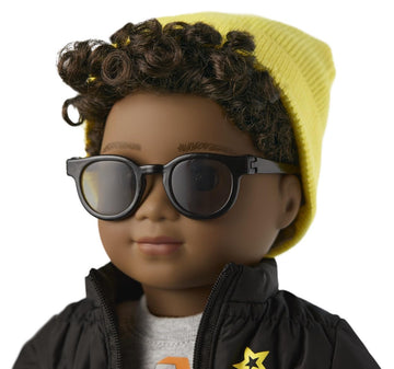 American Girl Truly Me 18-inch Doll Accessories Black Puffer Jacket, Yellow Knit Beanie, and Sunglasses, For Ages 6+