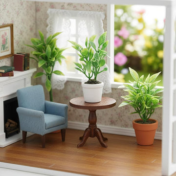 Artificial Miniature Plants for Dollhouse - 1:12 Scale Hanging Potted Greenery for Fairy Gardens, Terrariums and Diorama Displays