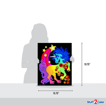Stuff2Color Star Unicorn - Fuzzy Coloring Poster - All Ages Coloring for Kids, Toddlers, Teens, and Adults (Great for Arts and Crafts Coloring Time