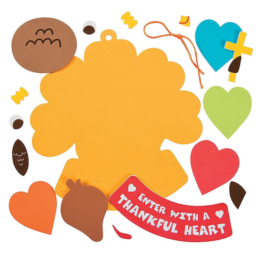 Fun Express Enter with a Thankful Heart Sign Craft Kit- Makes 12 - Crafts for Kids