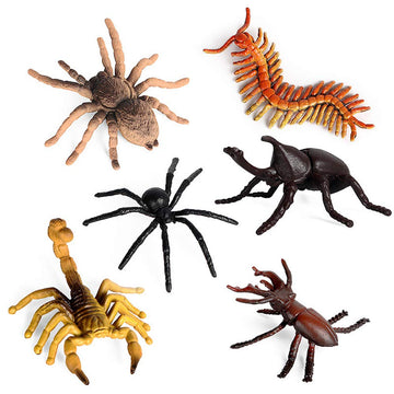 RCOMG 12 PCS Small Realistic Insects Figures Toys, Plastic Wildlife Animal Fake Bug Toys Halloween Party Favor School Project Bug Figurines Set