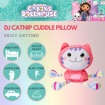 DreamWorks Gabby's Dollhouse DJ Catnip Bedding Super Soft Plush Cuddle Pillow Buddy, (Officially Licensed Product) By Franco