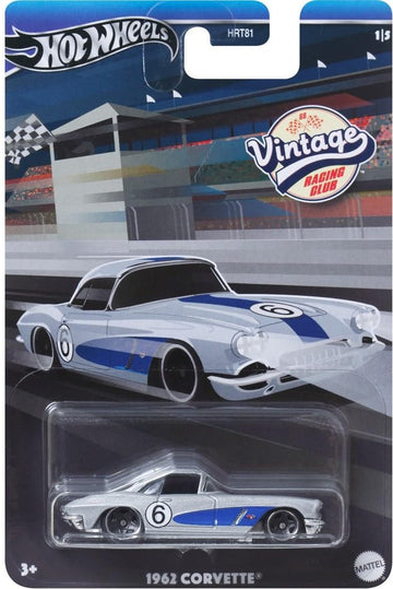 Hot Wheels 2024 Vintage Racing Club - 3?Pack (HRT81?956B) | 1962 Corvette, Custom Ford Maverick & Custom Datsun 240Z | 1:64 Die?Cast Collector Cars