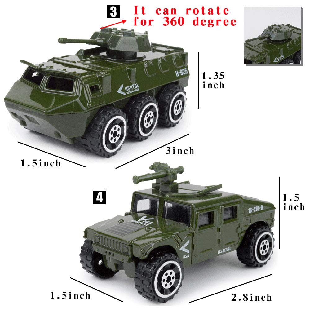 23-Pack Die-Cast Military Vehicles Set - Alloy Metal Army Soldiers, 16-Pack, Playmat, Mini Tank, Helicopter Playset for Kids Boys