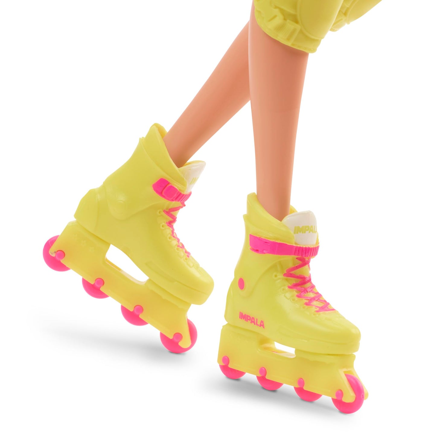 Barbie The Movie Margot Robbie - Skating Doll with Neon Outfit, Retro Gymnastics Suit, Pink Biker Shorts, Sun Shield, Neon Green Hoop Earrings
