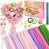 Pipe Cleaners Craft Flowers Kit 791 Pcs, 400 Pcs 7 Colors 8mm Fuzzy Pipe Cleaners Bulk (Tulips/ Lilies), 360 Pcs Stamen, Chenille Stems for DIY Flower