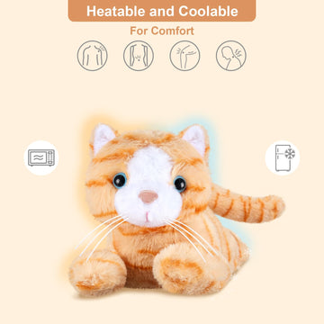 SuzziPals Microwavable Orange Cat Plush, Stuffed Animals Heating Pad, Gifts