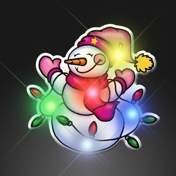 Snowman with Light Strand Flashing Blinking Light Up Body Lights Pins (25-Pack)