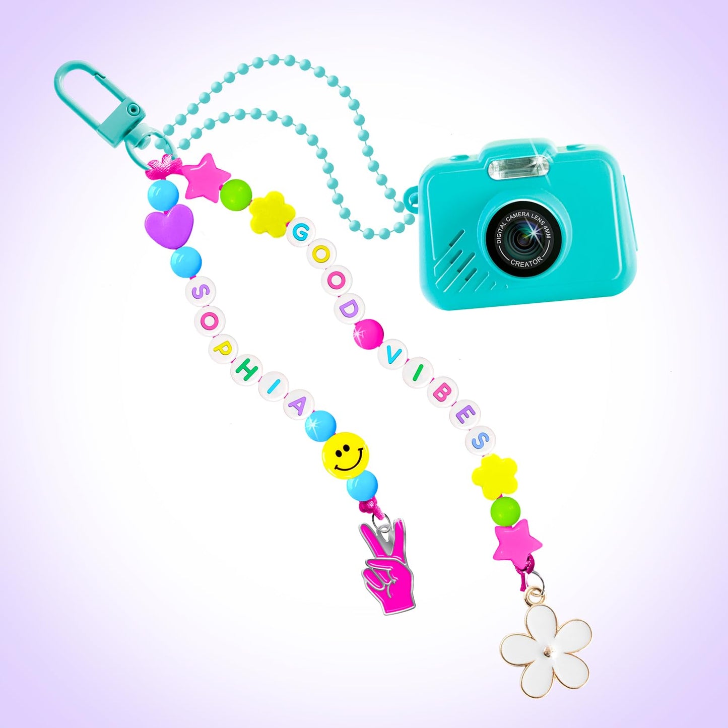 Style 4 Ever Mini Digital Camera Bag Charm Kit - Turquoise: Built in Frames and Filters, DIY Keychain Craft Set for Kids with Stickers & Accessories