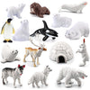BLAPNK 15 Pcs Mini Polar Animal Figurines Model Realistic Glowing Igloo Plastic Bear Animal Figure Playset Miniature Arctic Sea Figurines Cake Toppers