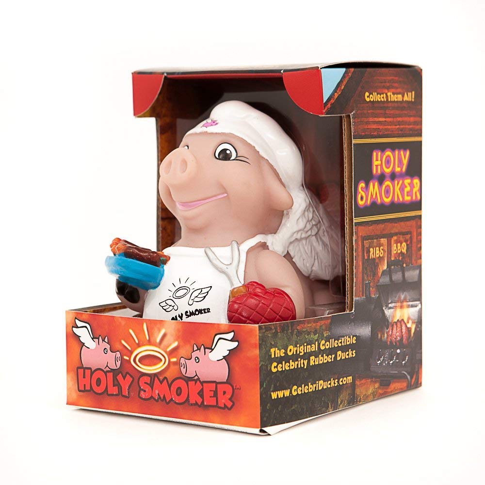 CelebriDucks Holy Smoker BBQ Pig Floating Rubber Ducks - Collectible Bath Toys Gift for Kids & Adults of All Ages - Fun, Safe, Sealed Baby Toddler