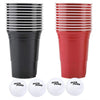 TOPINCN Beer Pong Drinking Game Set 22PCS Plastic Game Cups with 4PCS Pong Balls Outdoor Camping Pub Party Supplies 16oz(red Cups 11+Black