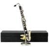 Dselvgvu Miniature Bass Clarinet with Stand and Case Mini Musical Instrument Bass Clarinet Replica Collectible Figurines Dollhouse Accessories Model