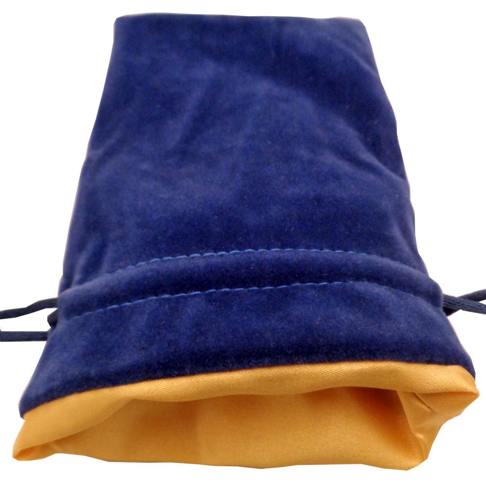 Velvet Dice Bag with Satin Liner 6"x8", Blue Velvet Dice Bag with Gold Satin