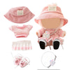 HLIAZJM Clothes for Labubu Doll, 5 Pieces Set, Pink, Crochet, Fashion, Includes Hat, Sweater, Skirt, Camera Model, 2 Shoes, 15cm & 17cm Dolls