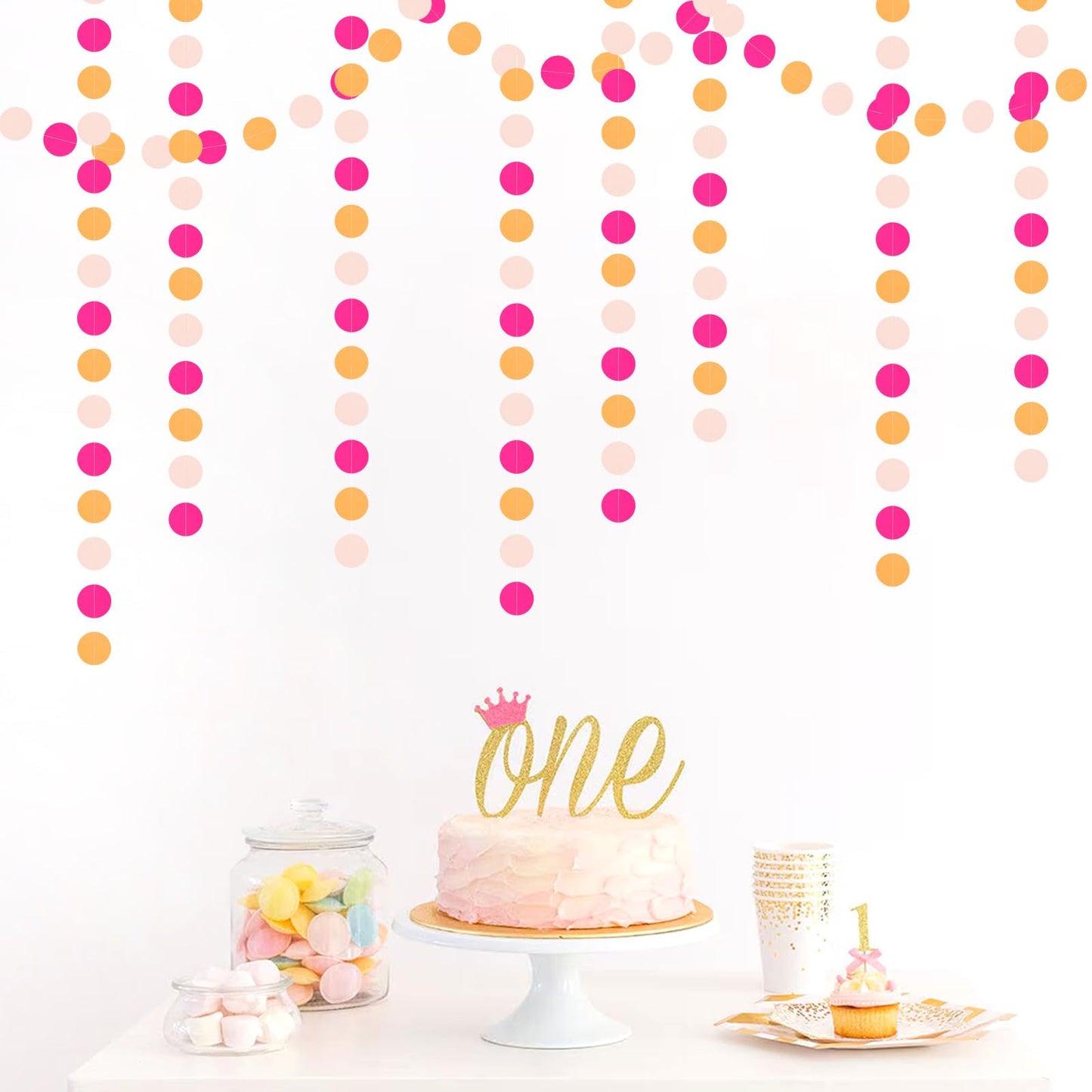 Hot-Pink Burnt-Orange Fall Party-Decorations Garland - 64Ft Birthday Baby Shower Paper Streamers Banner,Sunset Autumn Thanksgiving Bridal Wedding