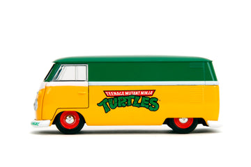 Jada Toys - Hollywood Rides TMNT 1961 VW Bus - Die-Cast Model Car - Opening Doors, Detailed Interior - 1:32 Scale Collectible - Age 8+, Green & Yellow