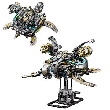 YAOZEBIN Mechanical Sea Turtle Building Block Set - STEM Toys for Boys & Girls 8-12+, Deep Sea Ocean Creature Kit, Home/Office Decor with Light, Great