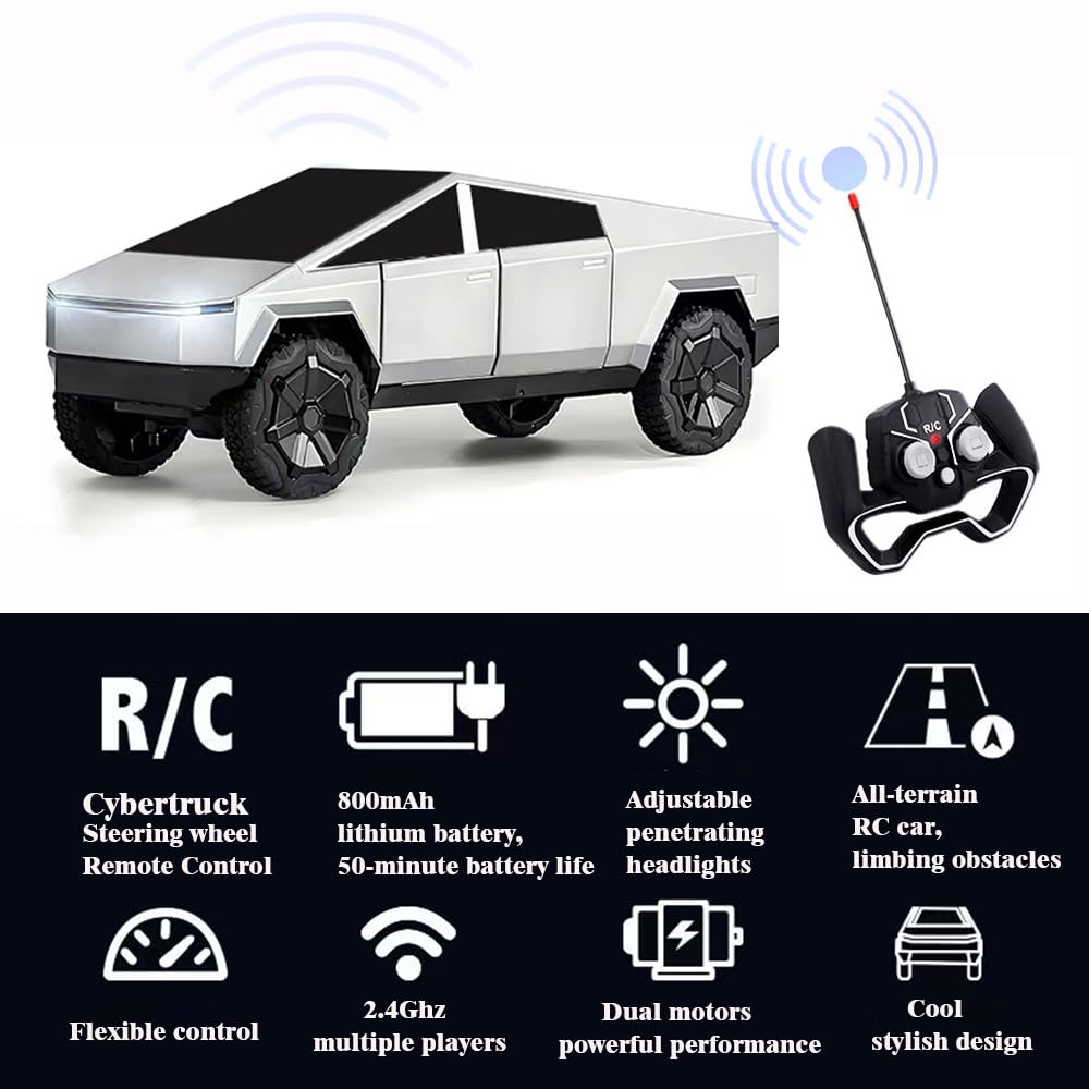 Powvan Cyber Electric Car Remote Control Truck Cyber Style Truck 1/16 RC Race Vehicle 2.4Ghz Double-Battery Four-Way All-Terrain 12mph Drift Car