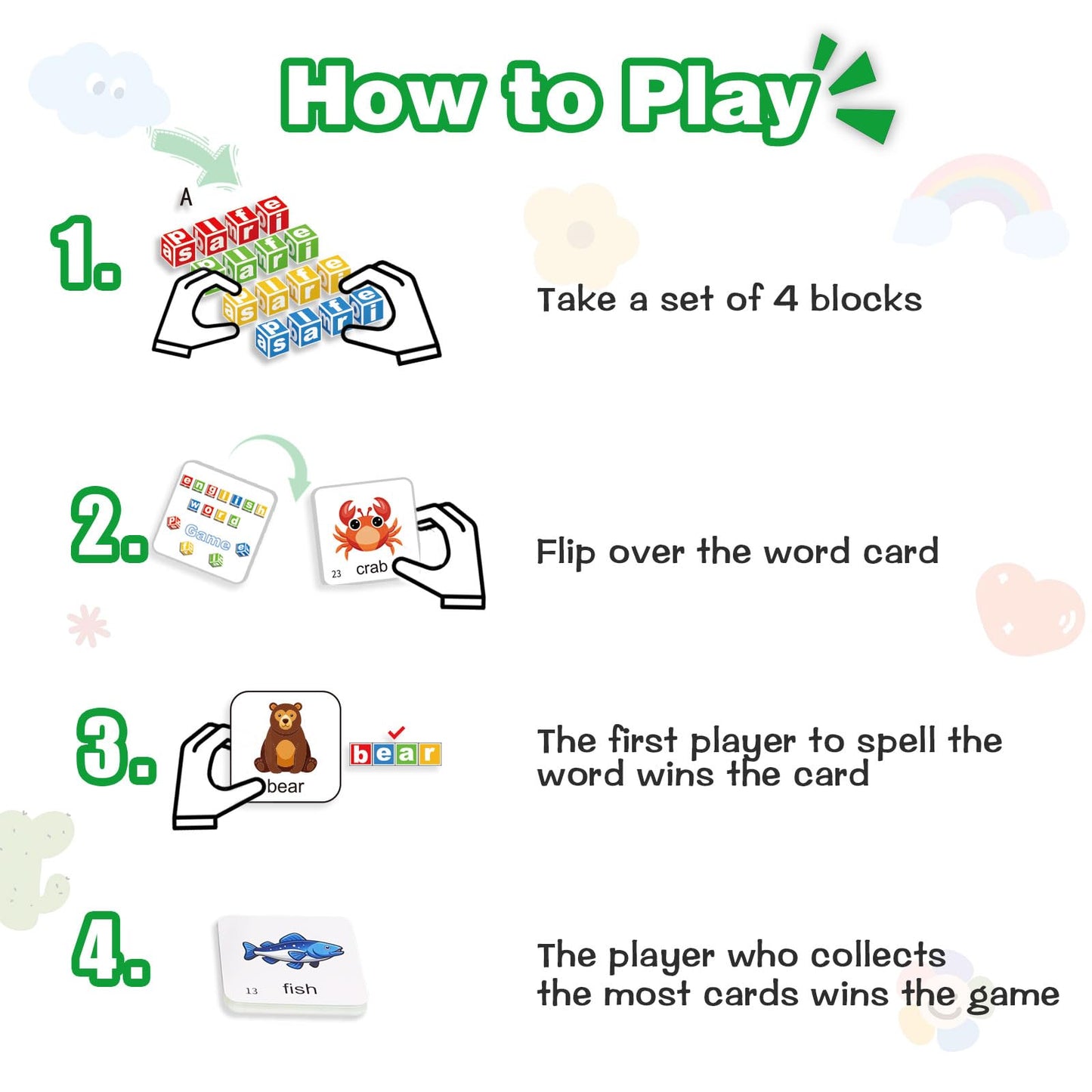 Alphabet Puzzle Matching Game, 16 ABC Blocks Word Memory Game with 40 Cards, Preschool Letter Recognition Learning & Educational Toys for Toddlers