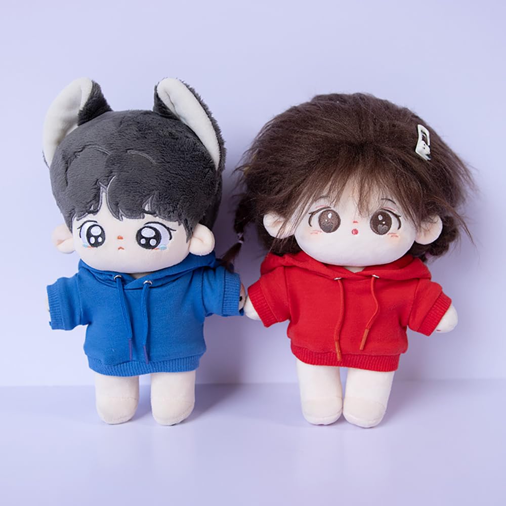 niannyyhouse 20cm Plush Doll Clothes Elastic Solid Sportswear Suits Hoodie Pants Soft Stuffed Plush Toy Dress Up Accessories (Dark Green, 20cm)