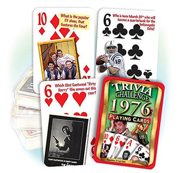 Flickback 50th Birthday Trivia Cards - 1976 Deck - Gift for Men or Women Born in 1976 - Fun 50th Birthday Game, Vintage 1976 Playing Cards with Trivia