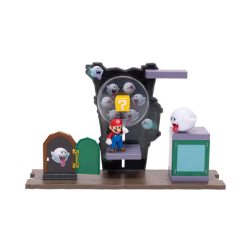Super Mario Spinning Spirit House Playset with 2.5"-Inch Mario Action Figure, Boo, and Accessories