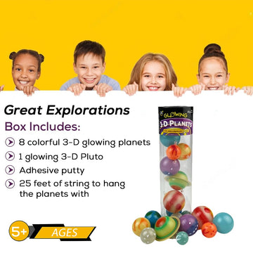 Great Explorations, 3D Glow in the Dark Planets in a Tube, Ages 5 and Up