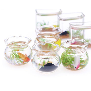 1Pcs Multicolour Mini Round Fish Tank Realistic Glass Decor for Dollhouse Display Captivating Miniature for Crafts Ornaments Handmade