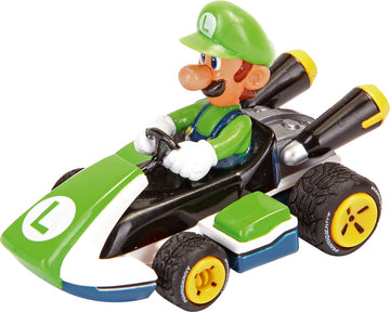 Carrera Pull & Speed 15818405 Official Licensed Kids Mario Kart Toy Car Pull Back Vehicle for Ages 3 and Up - Luigi