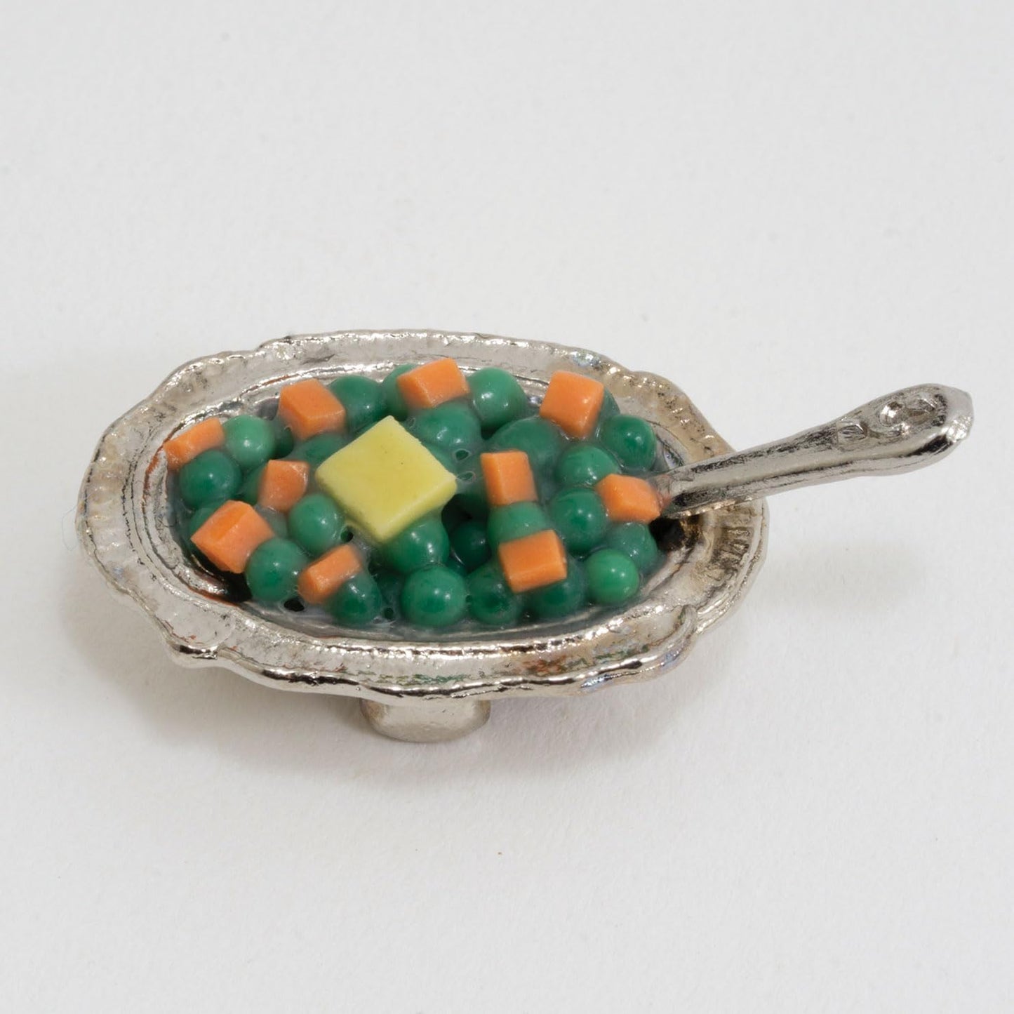 International Miniatures by Classics Dollhouse Miniature Peas and Chopped Carrots in Serving Bowl Dish with Serving Spoon