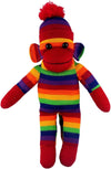 Made By Aliens Traditional Sock Monkey Plush Toy Hand Knitted Stuffed Animal for Kids & Babies (16" Rainbow)