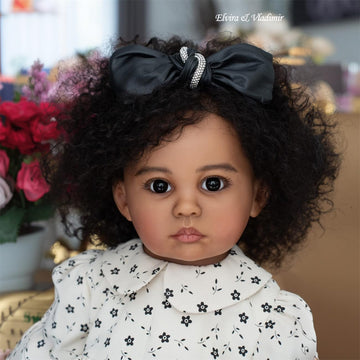 GYCV Lifelike Reborn Toddler Dolls Black Girl 24 Inch Reborn Baby Doll Curly Hair Realistic Black Toddler Dolls Girl Real Life Baby Doll Toys with