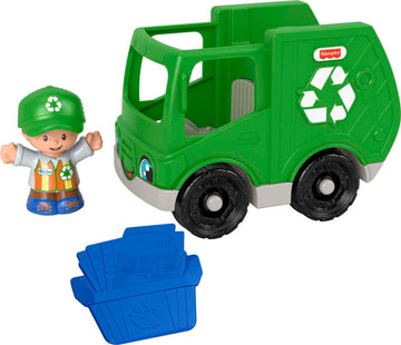Fisher-Price Little People Recycle Truck, push-along vehicle with figure and play accessory for toddlers and preschool kids ages 1-5 years