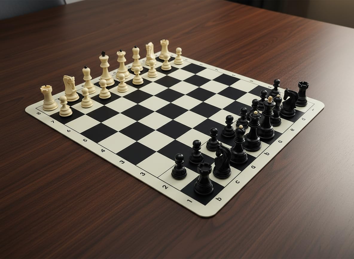 20-inch Foldable Silicone Easy-to-Clean Large Chess Set, Family Retro Adult and Children's Chess Portable Travel Game Chess Set with Storage Bag