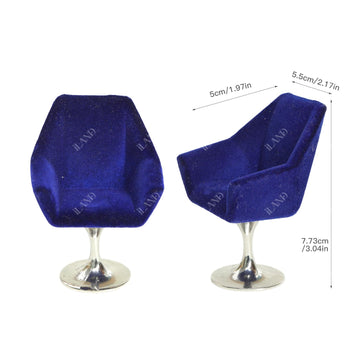 iLAND Dollhouse Furniture and Accessories Set, Miniature Swivel Chair & Carpet Modern for Dollhouse Livingroom (Dark Blue)