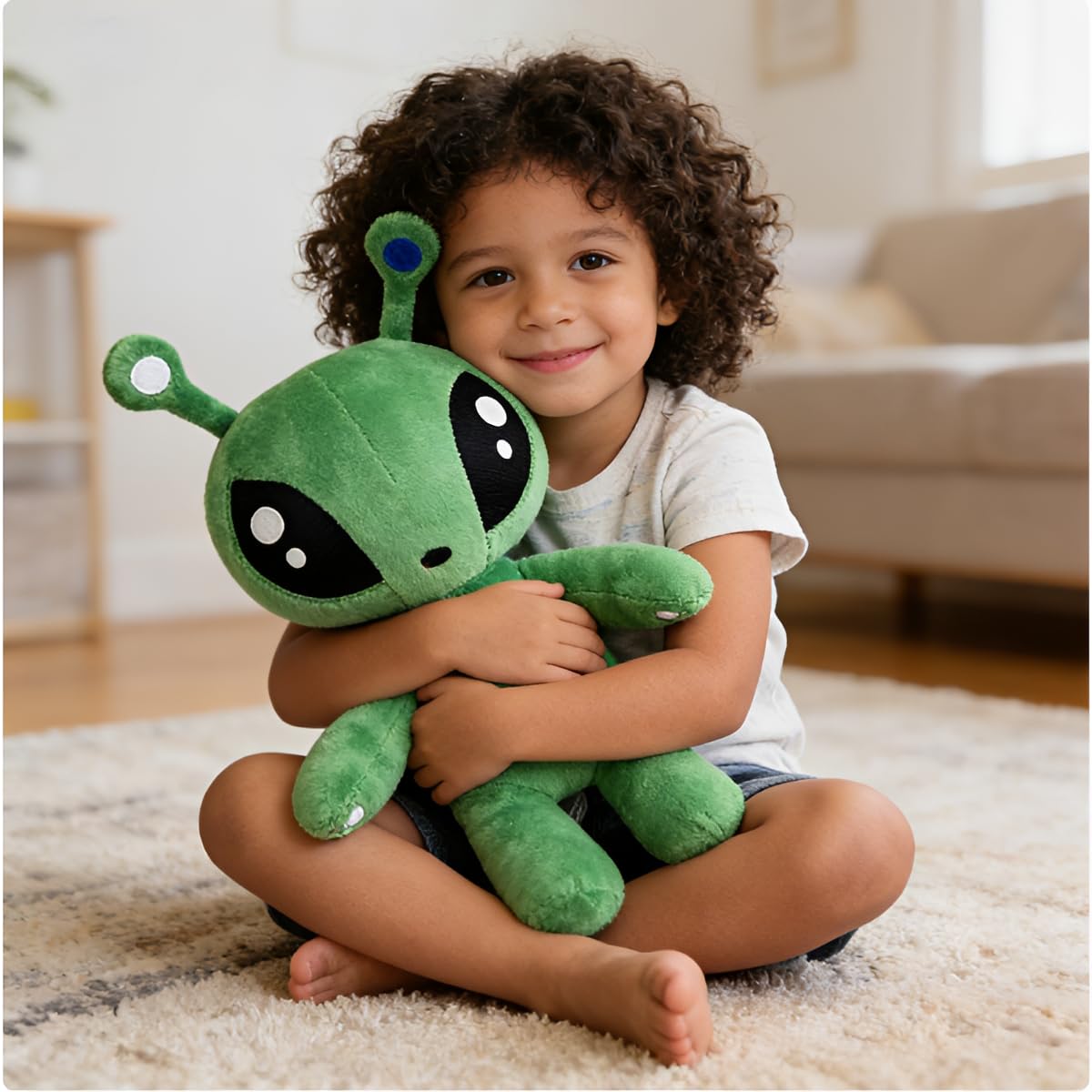 Drexasl 13.5" Green Alien Plush Toy?Ultra-Soft Stuffed Animal Doll? Cute Sci-Fi Plush Figure Pillow ? Ideal Kids' Gift for Christmas, Birthdays & Room