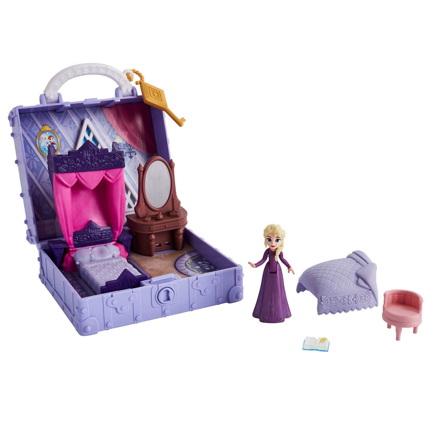 Disney Frozen Pop Adventures Elsa's Bedroom Pop-Up Playset with Handle, Including Elsa Doll, Diary, Chair, & Blanket Accessories - Toy for Kids Ages 3