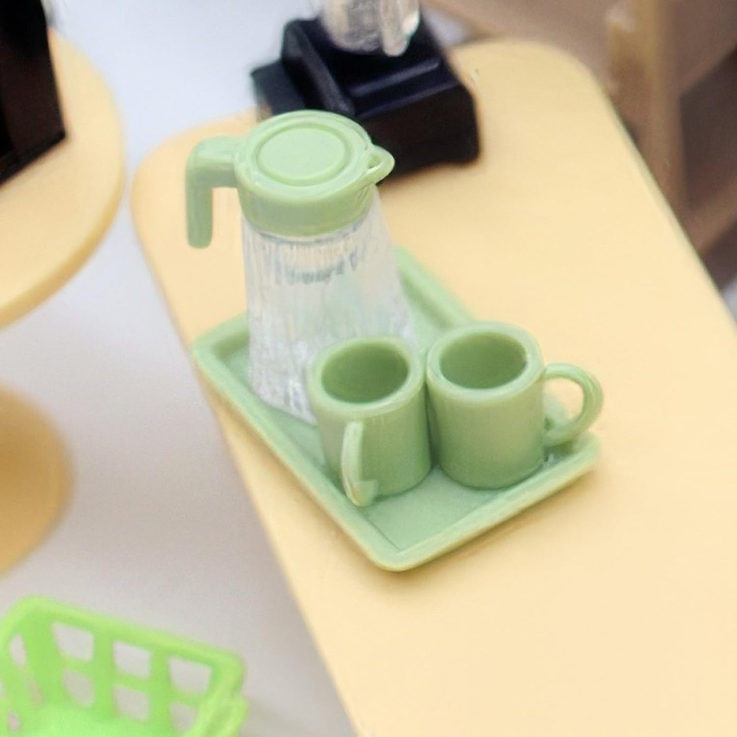 Miniature Dollhouse Food & Drink Set (4pcs): Cute Juice Bottles, Cup, Dish | Dollhouse Miniatures Decor