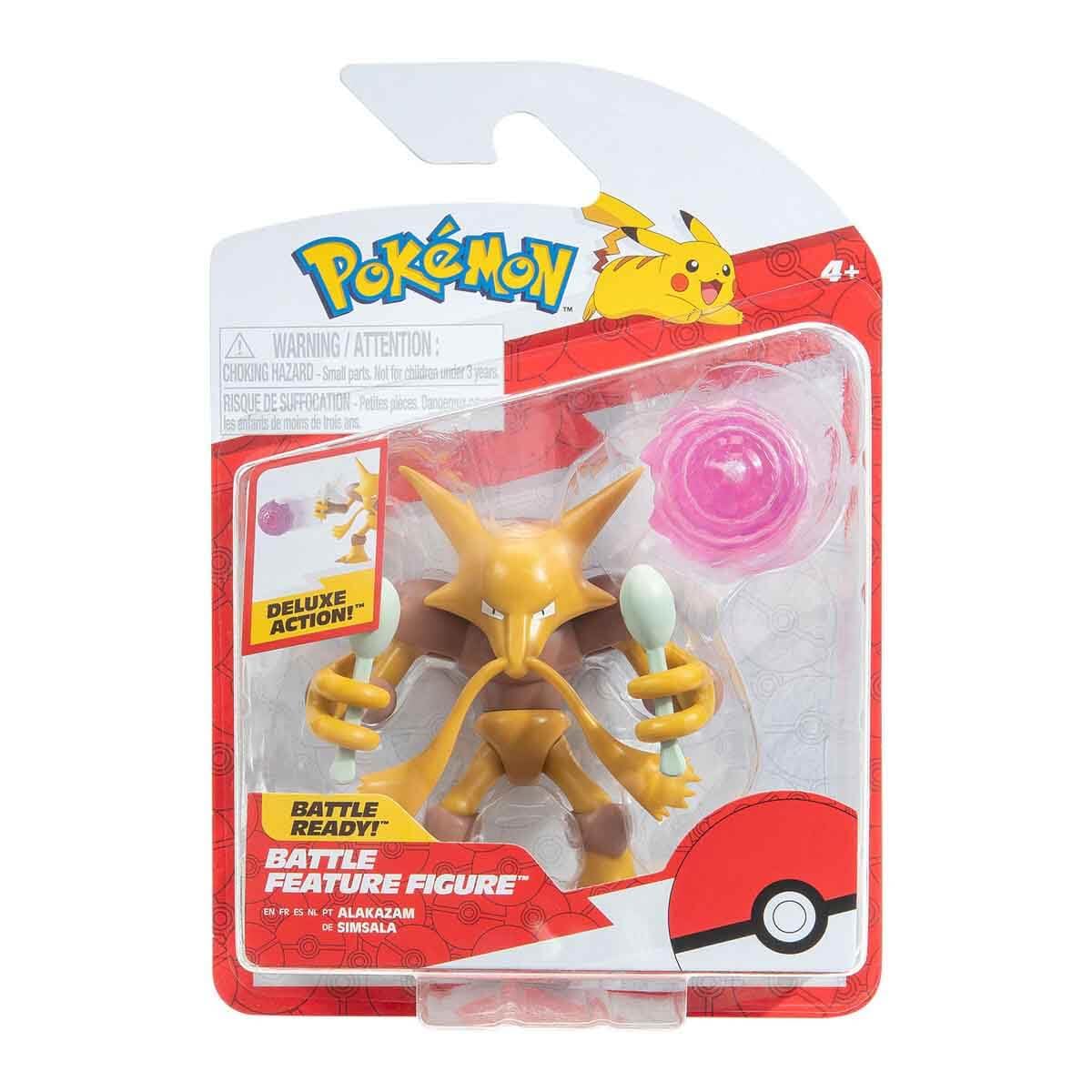 Pokémon Alakazam Battle Feature Figure - 4.5-Inch Alakazam Battle Ready Figure with Psychic Blast Accessory